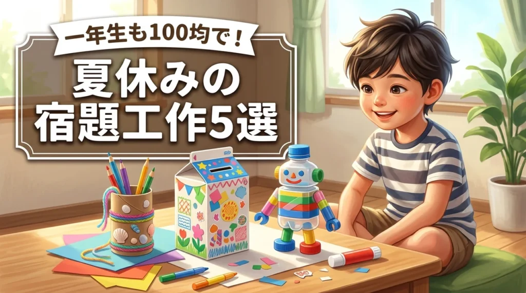 夏休みの宿題工作は一年生も簡単！100均や廃材で作れるおすすめ5選を公開
