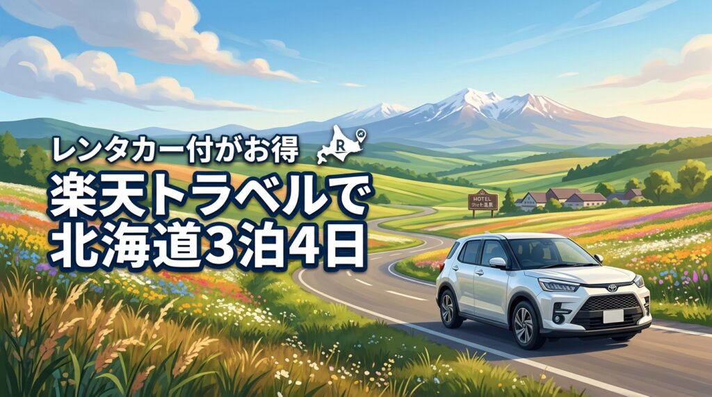 北海道旅行は3泊4日の楽天トラベルで、レンタカー付パックがお得。